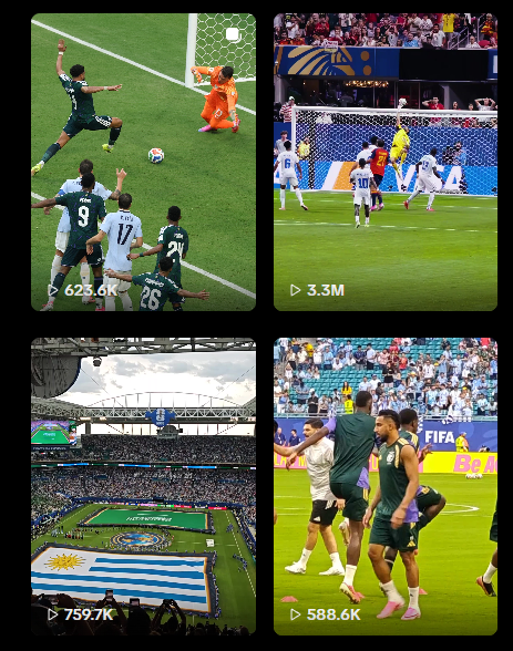 Mais quatro cortes de futebol, cada um com sua contagem de visualizações
